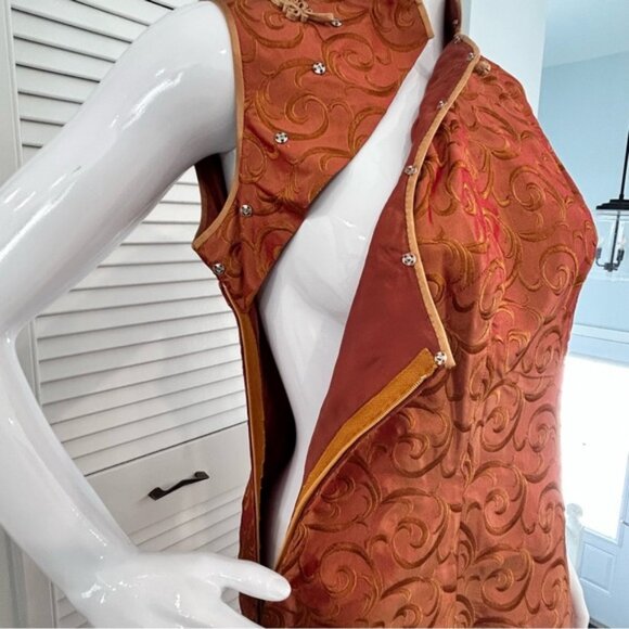 Gold Rust Brocade Qipao (Cheongsam) - Picture 11 of 15